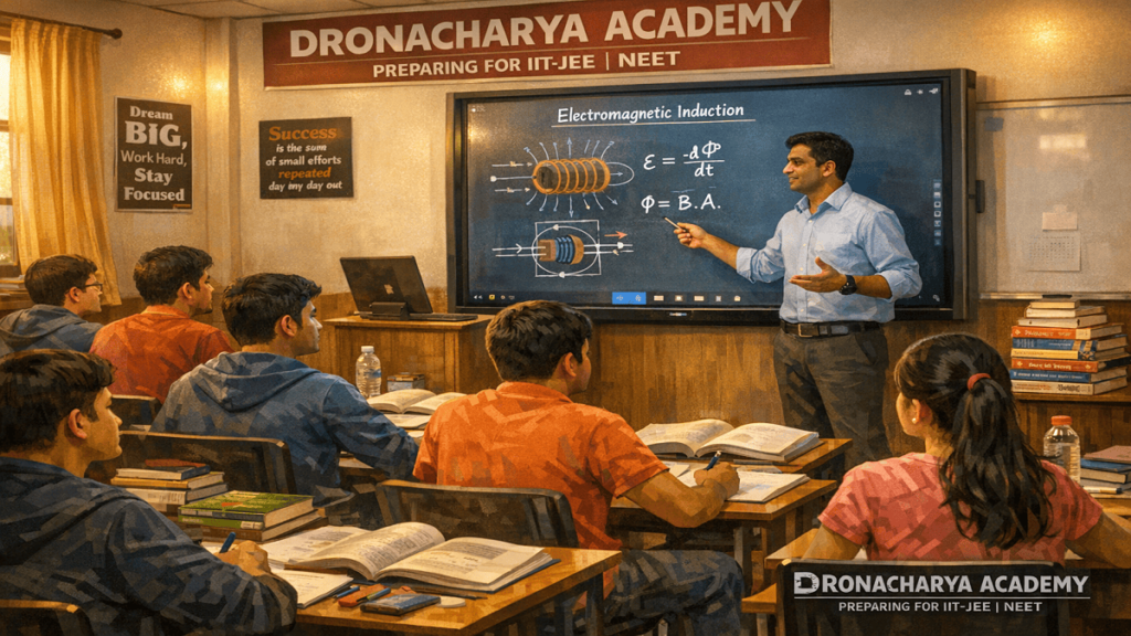 Students studying and collaborating at Dronacharya Education Network campus with modern classrooms and academic facilities.