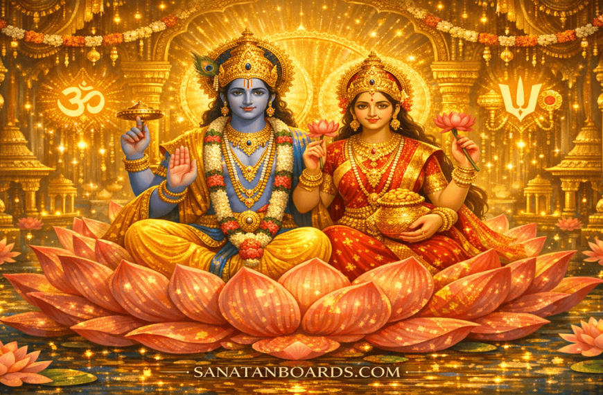 Lord Vishnu and Goddess Lakshmi divine illustration symbolizing prosperity and harmonyLakshmi Narayan