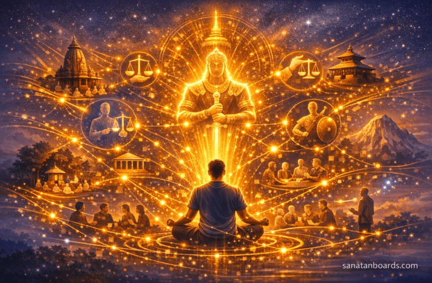 Sacred sites connected by glowing spiritual network