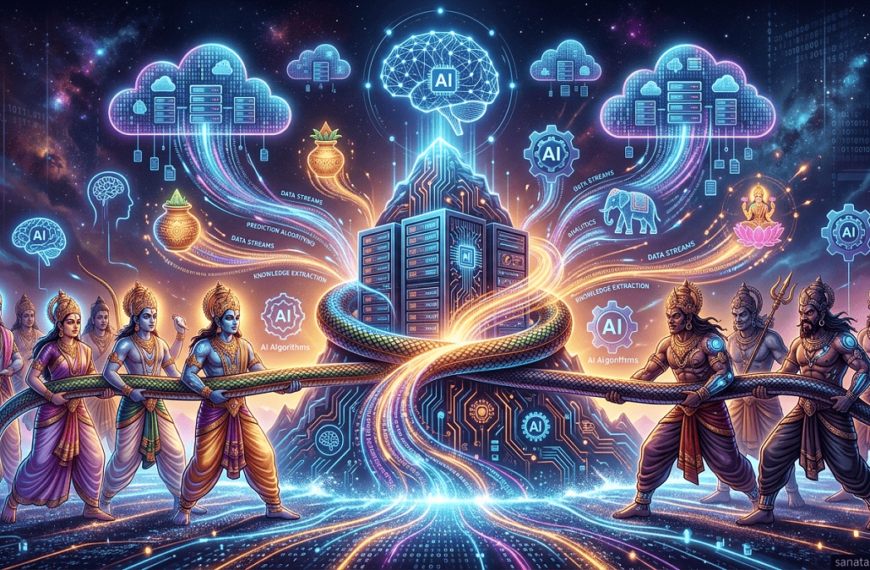 Samudra Manthan Churning Network blending mythology and modern technology.