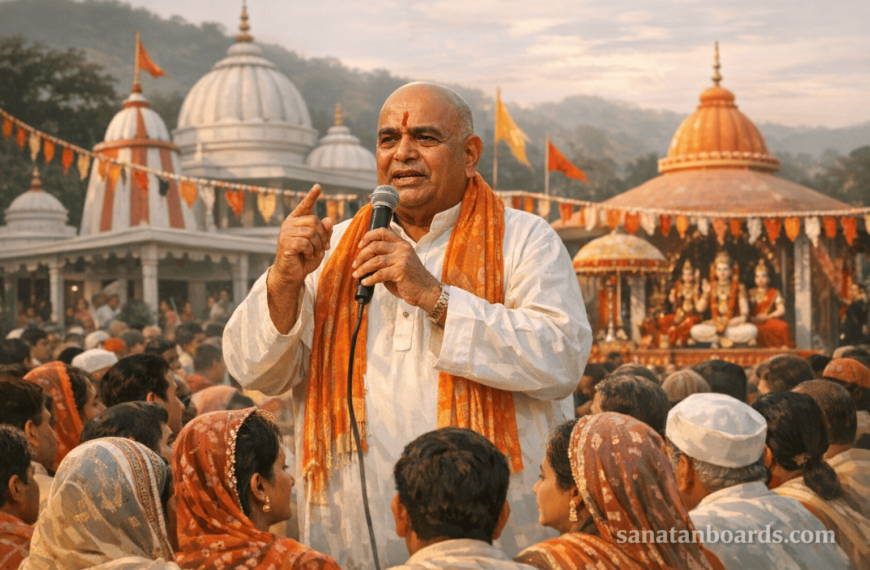 Bhadase Sagan Maraj addressing a crowd in Trinidad & Tobago, watermark sanatanboards.com visible